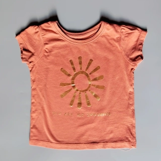 Tričko s krátkým rukávem Primark vel. 86 oranžové se zlatým sluníčkem
