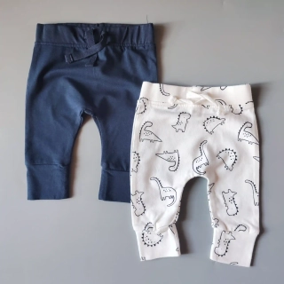 Set dvou bavlněných tepláků George vel. 56 First Size bílé dino a navy 