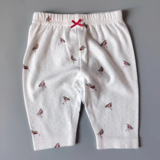 Bavlněné tepláčky Mothercare vel. 56 bílé s ptáčky