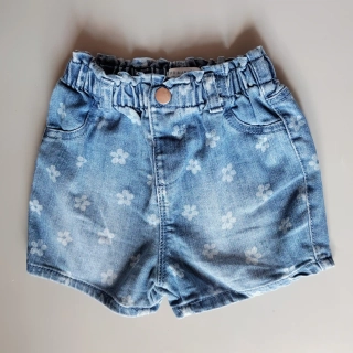 Džínové šortky Primark vel. 86 modré s květinkami