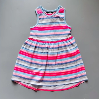Bavlněné šaty George vel. 110 růžovomodré pruhované