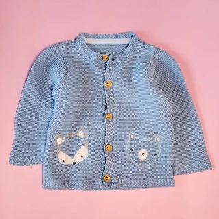 Svetřík Mothercare vel. 68 modrý propínací se zvířátky