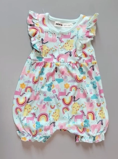 Letní overal Minoti vel. 68 tyrkysový se zvířátky