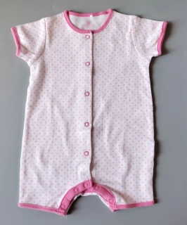 Propínací letní overal Next vel. 74 bílorůžový tečkovaný