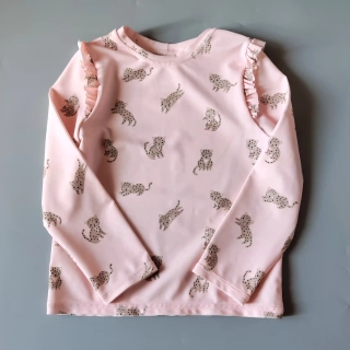 Plavkové tričko H&M vel. 98/104 růžové s leopardy