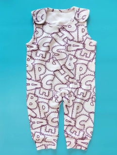 Laclové bavlněné tepláky s písmeny vel. 68 bílo fialové