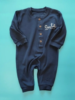 Žebrovaný overal s knoflíky George vel. 62 navy 
