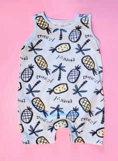 Letní overal Tu vel. 74 tyrkysový s ananasy