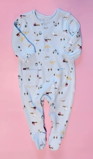 Žebrovaný overal Matalan vel. 56 světle modrý s obrázky
