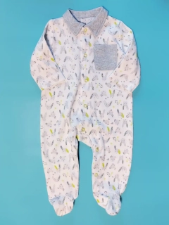 Overal s límečkem Zip Zas vel. 62 bílý zvířátkový