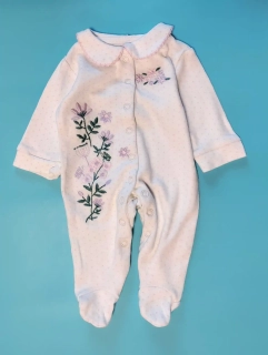 Overal s límečkem So Cute vel. 56 bílorůžový s květinami