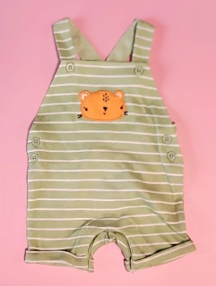 Laclové kraťasy Mini Cuddles vel. 62 zelené proužkované se zvířátkem