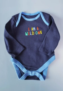 Body Primark vel. 62 navy s nápisem