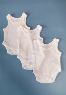 Set tří tílkových body Nutmeg vel. Tiny Baby bílé a růžové