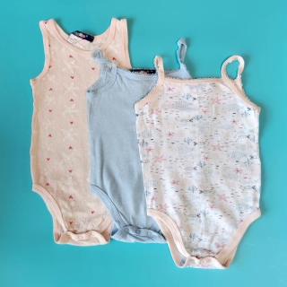 Set tří tílkových body Lupilu vel. 74/80 modré a růžové
