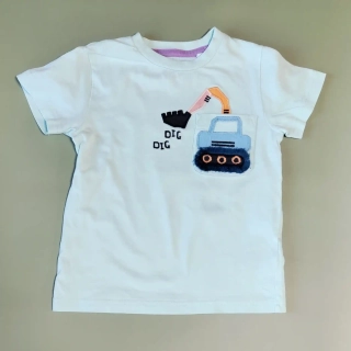 Tričko Next vel. 98 tyrkysové s bagrem