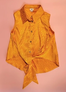 Top River Island vel. 140 oranžovožlutý s uzlem