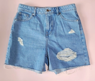 Džínové kraťasy F&F vel. 40 modré s prodřením