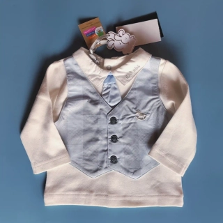 Společenský komplet trička s našitou modrou vestou iDO vel. 1 měsíc 