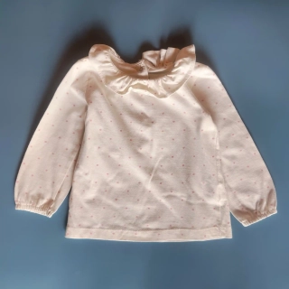 Bavlněný top s límečkem Matalan vel. 86 krémový s puntíky