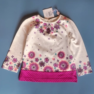 Bavlněný top M&Co vel. 80 bílo fialový květovaný