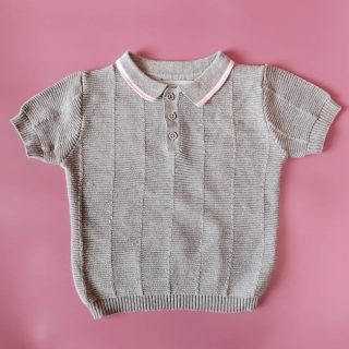 Pletené tričko s límečkem Primark vel. 86 světle šedé 