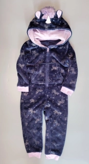 Plyšový overal Nutmeg vel. 110 tmavě modrý jednorožec