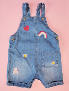 Lehké džínové laclové kraťasy Nutmeg vel. 68 modré s výšivkami