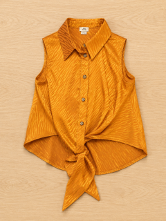 Top River Island vel. 140 oranžovožlutý s uzlem