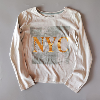 Tričko Primark vel. 140 šedozelené se zlatým nápisem