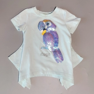 Tričko s cípy Daga vel. 92 tyrkysové s papouškem